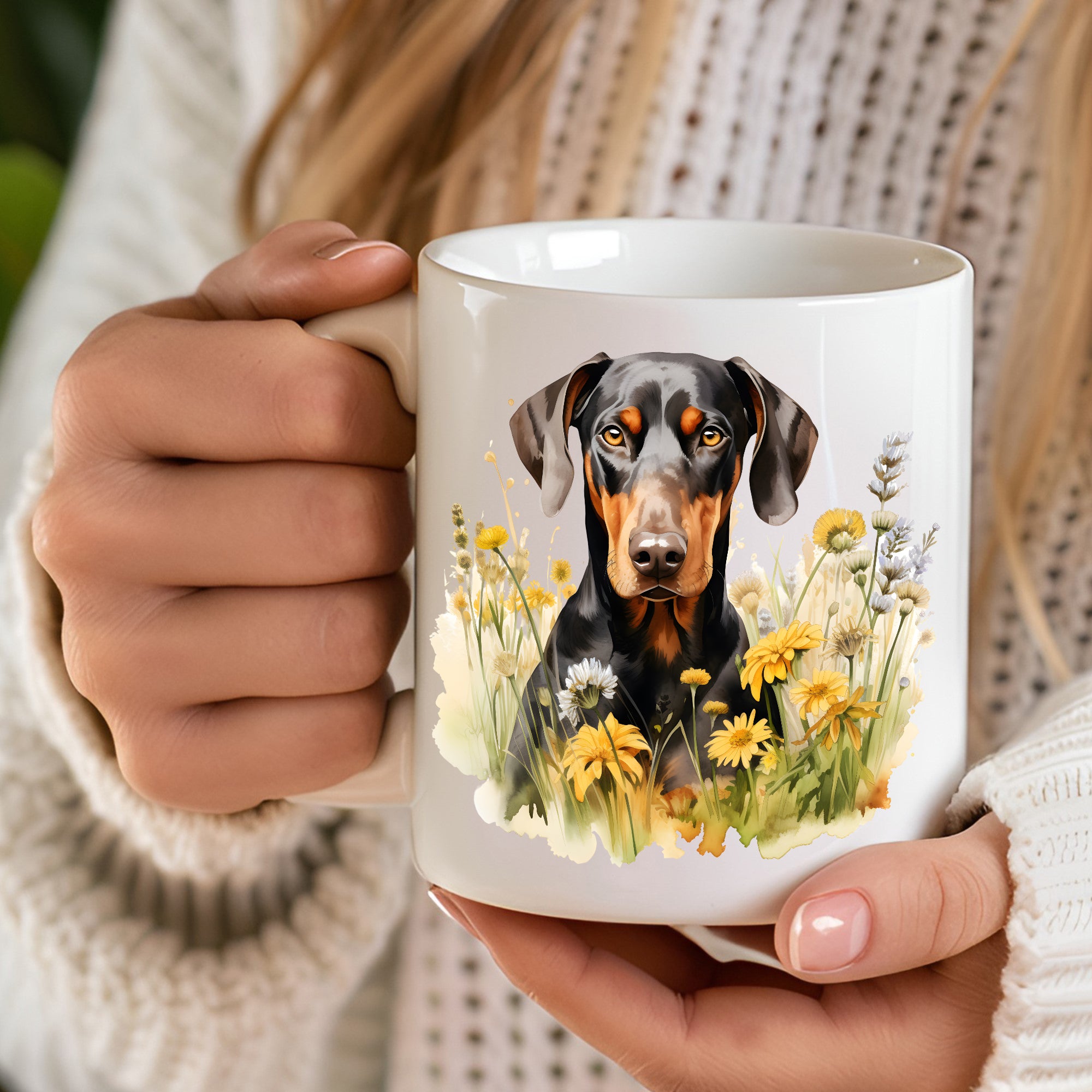 Doberman Coffee Mugs Personalised Doberman Gifts Beautifully Handmade UK