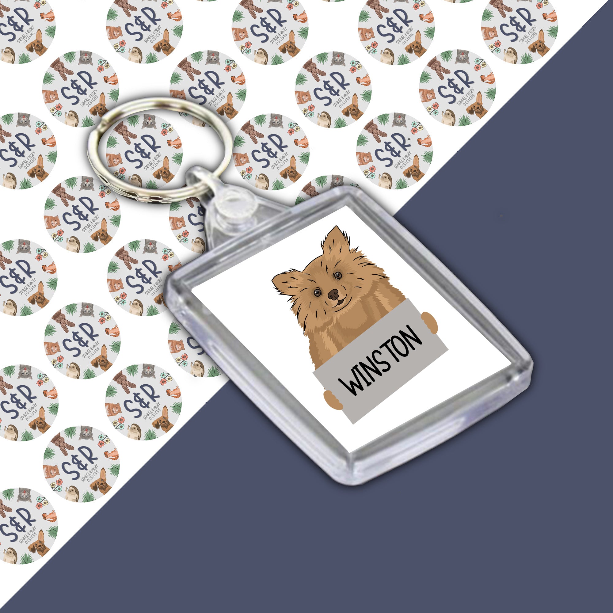 Pomeranian keyring hotsell