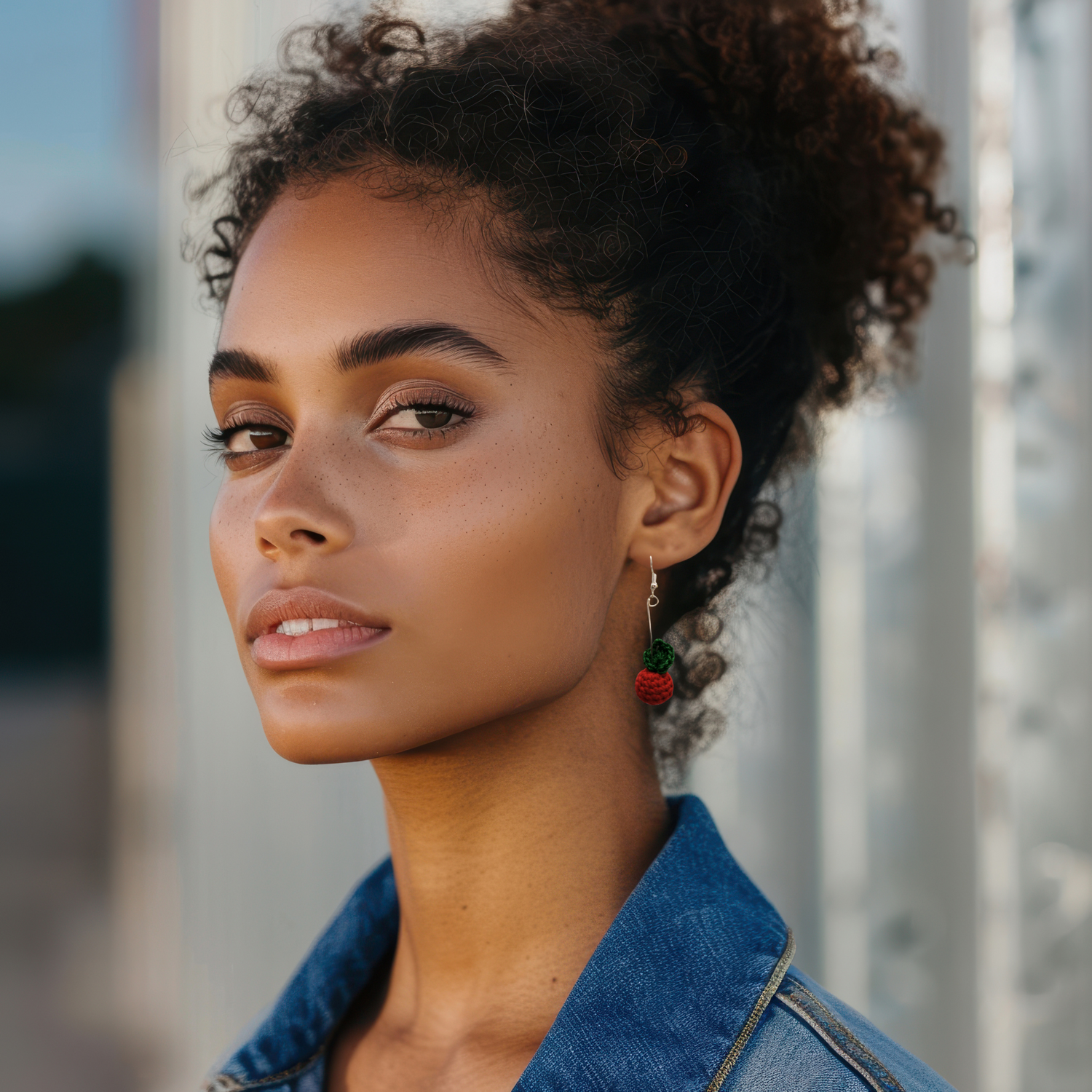 apple crochet earrings