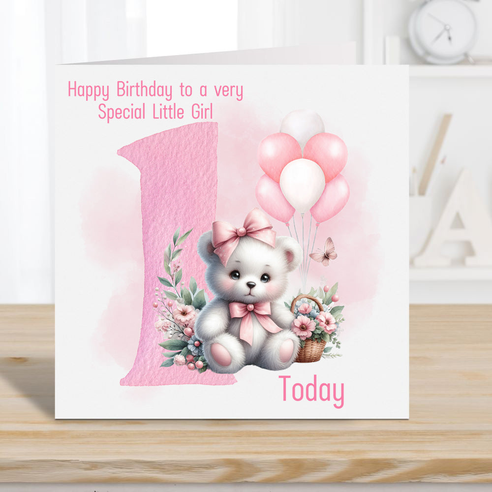 Girl 1st Birthday card Personalised | First Birthday Card for a Girl