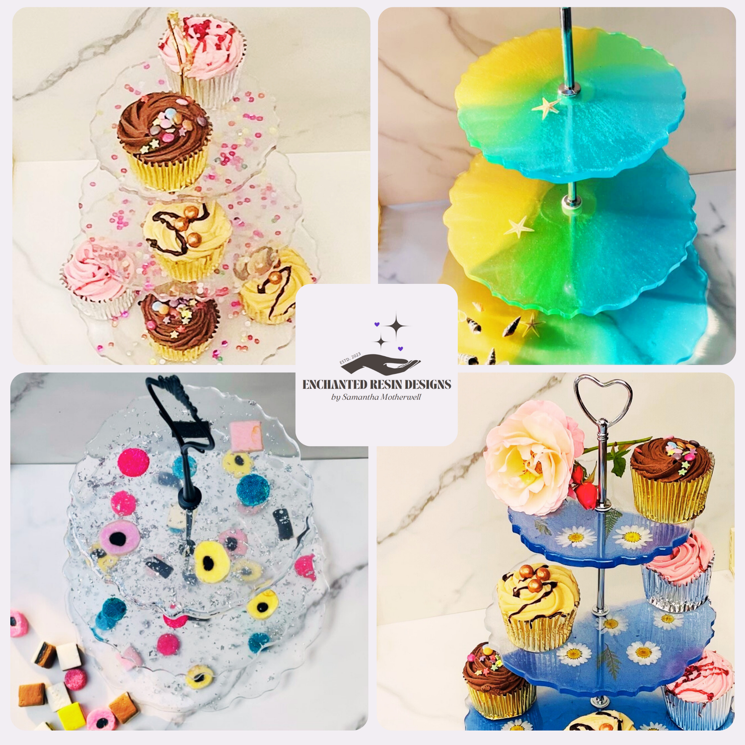 unique resin cake stands