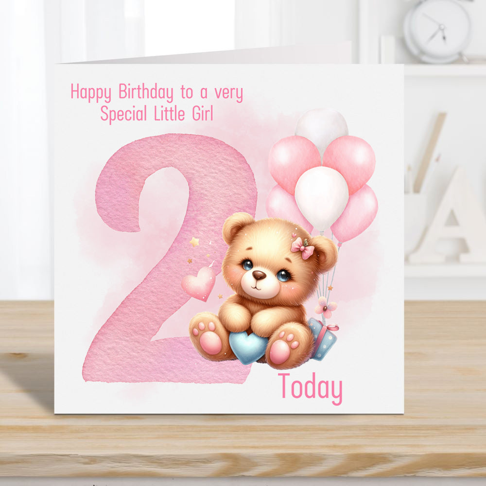 Girl Birthday card 2 years Personalised | Birthday Card for a Girl