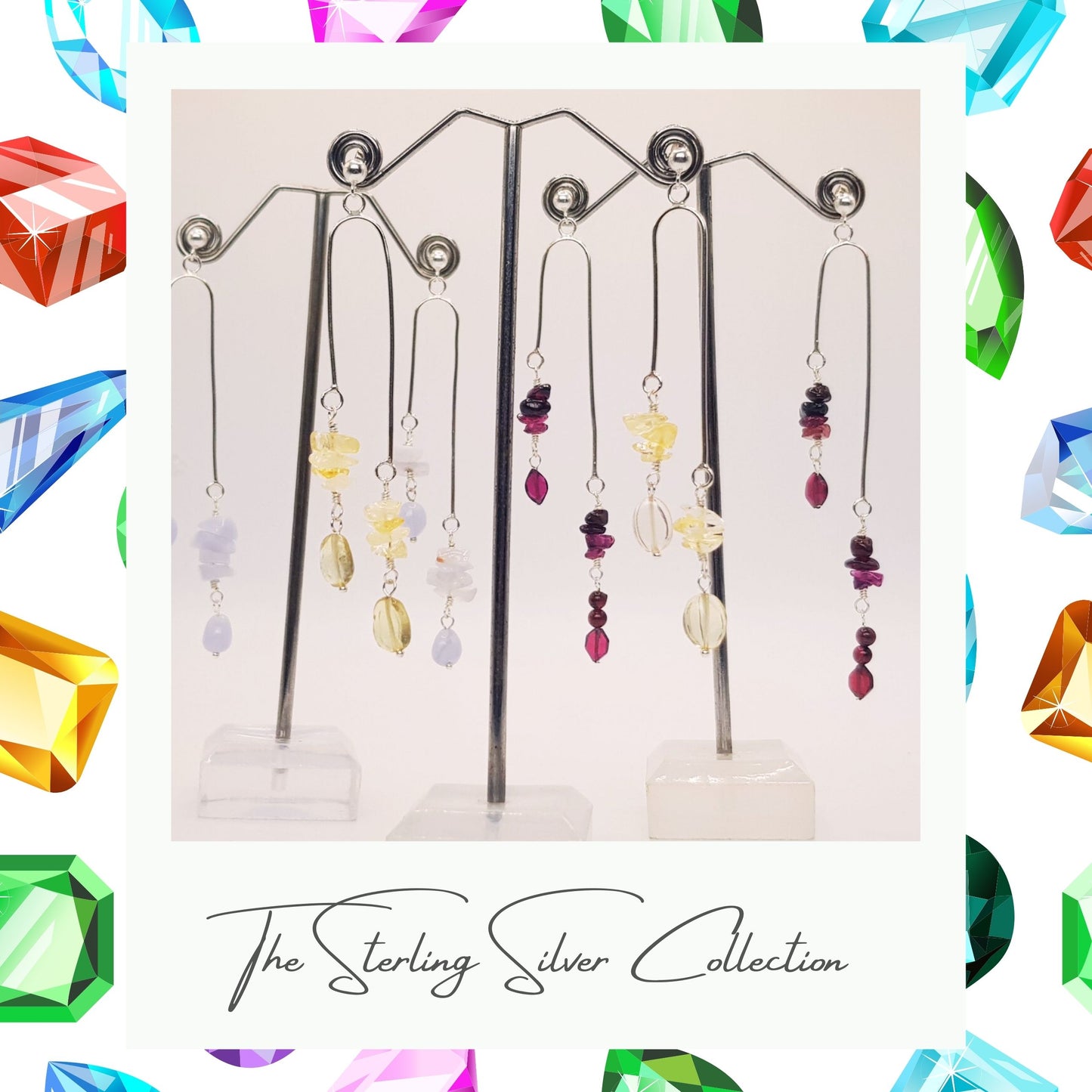 gemstone drop earrings