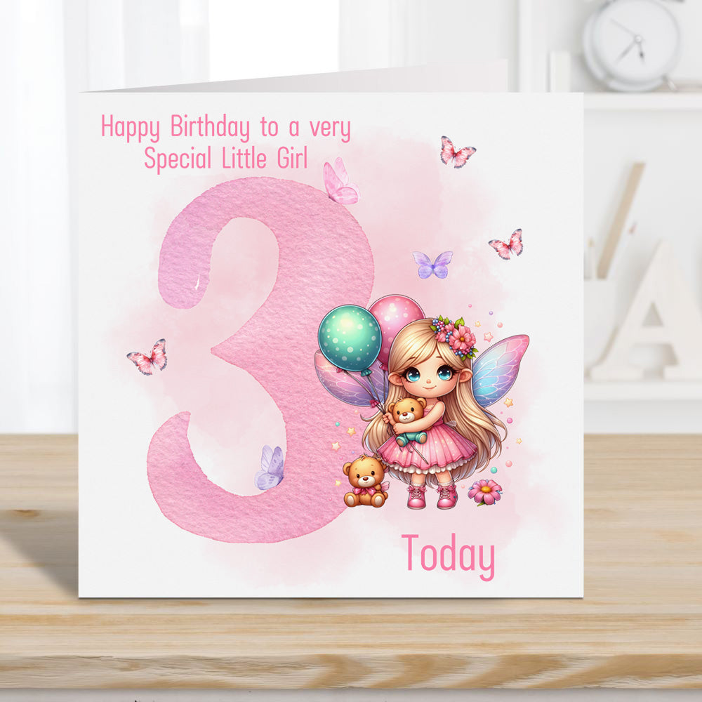 Girl Birthday card 3 years Personalised | Birthday Card for a Girl