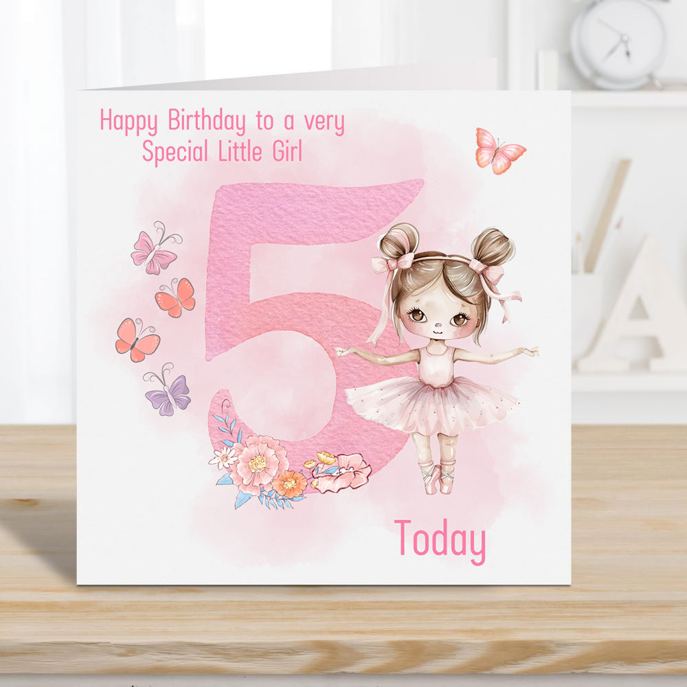 Girl Birthday card 5 years Personalised | Birthday Card for a Girl