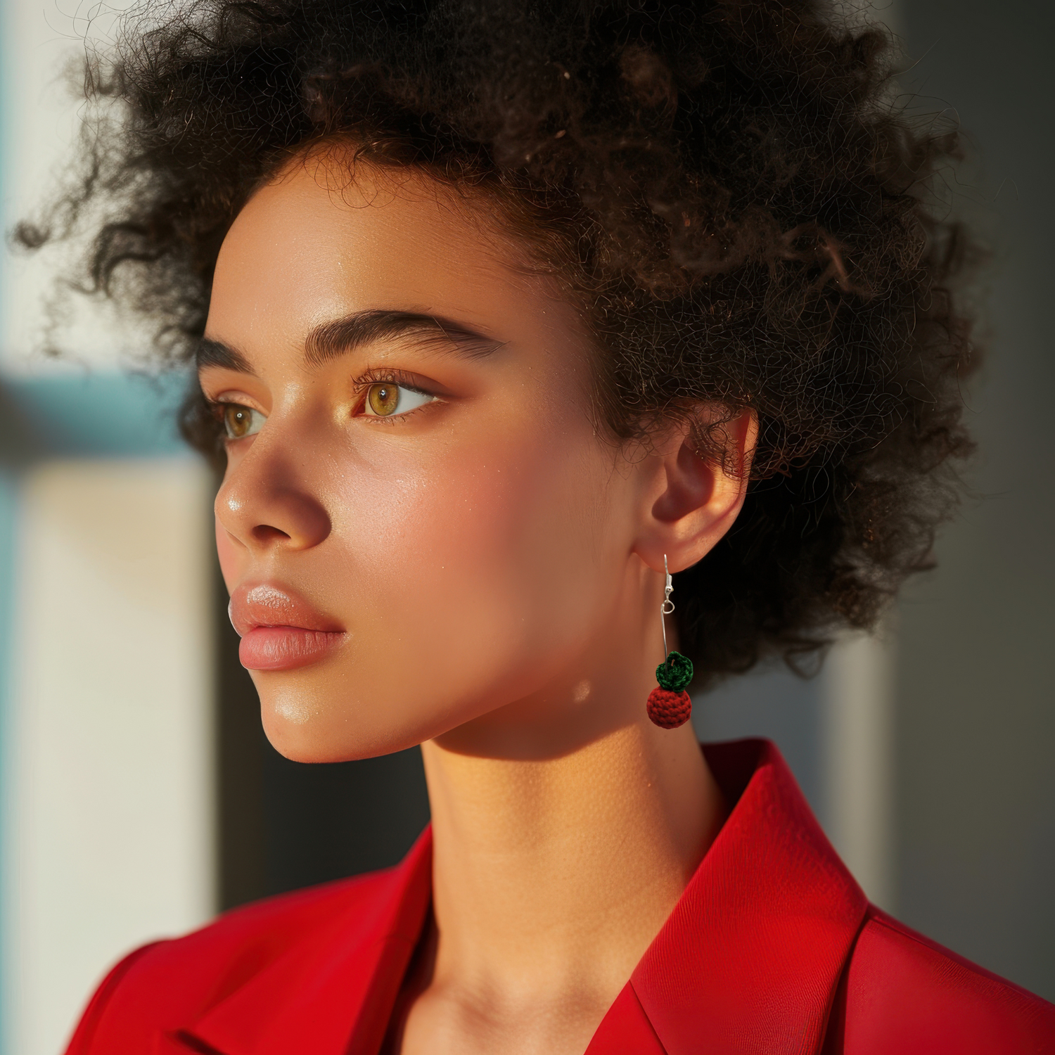 apple crochet earrings