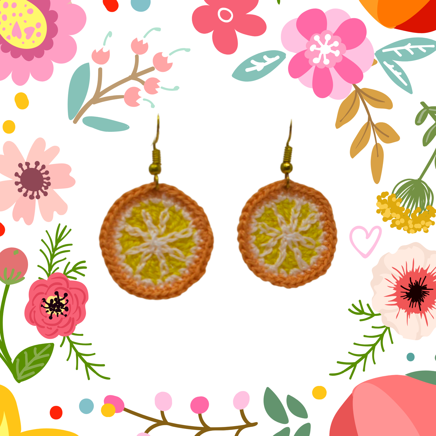 crochet fruit slice earrings