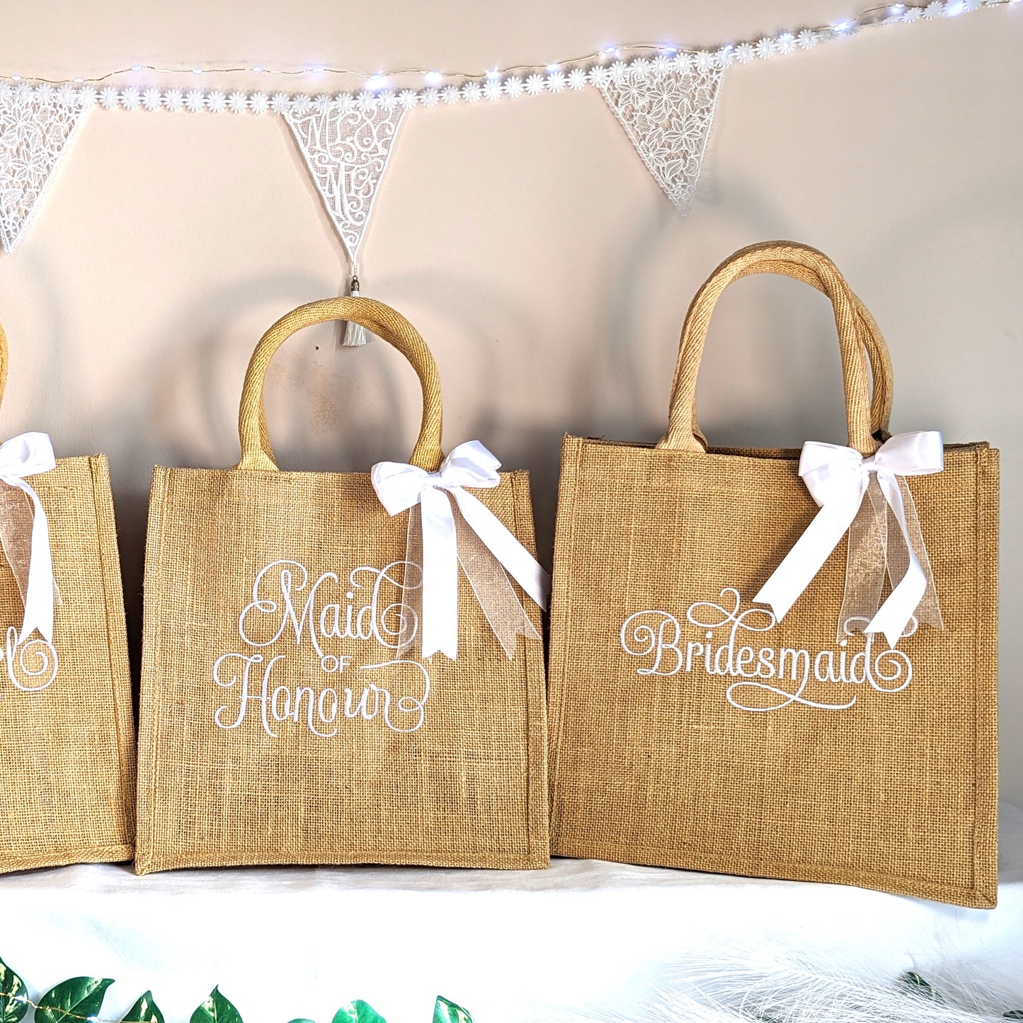 personalised jute wedding bag 