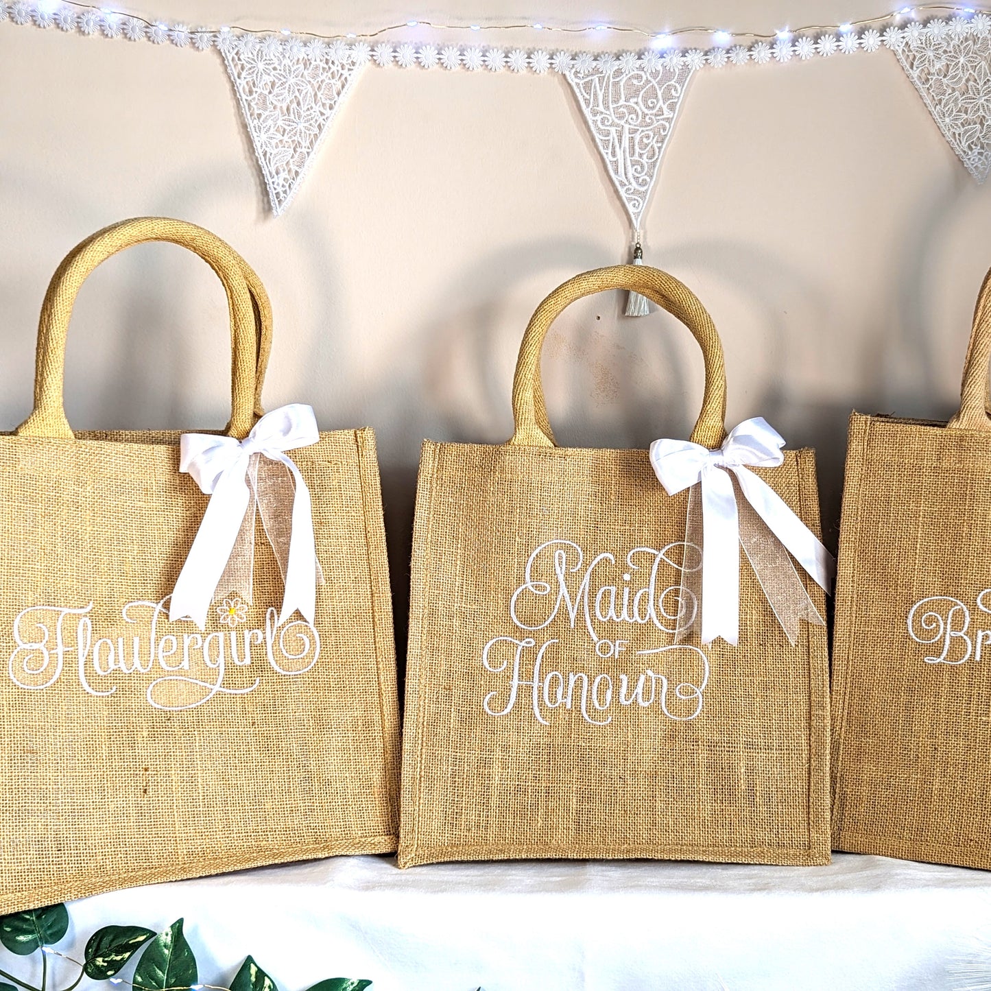 personalised jute wedding bag 