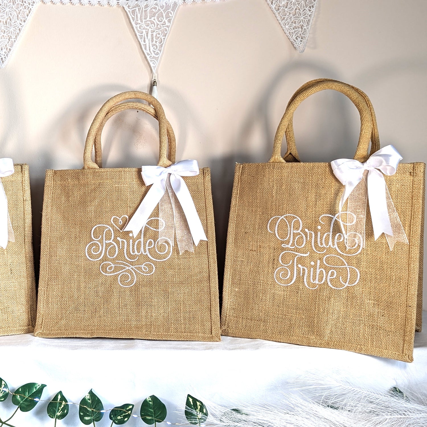 personalised jute wedding bag 