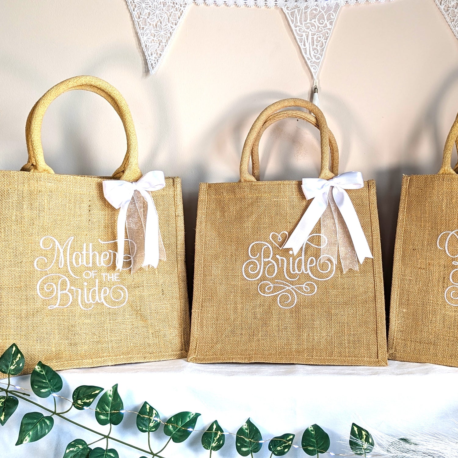 personalised jute wedding bag 