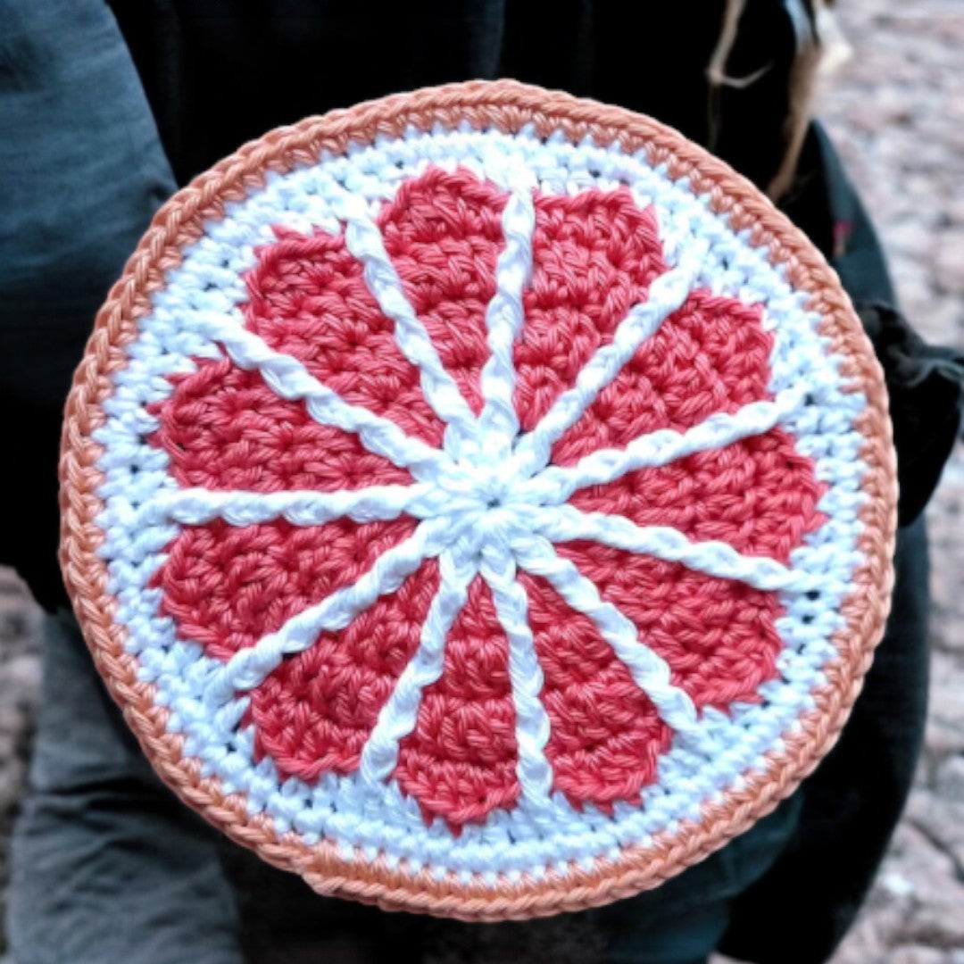 orange slice crochet coasters