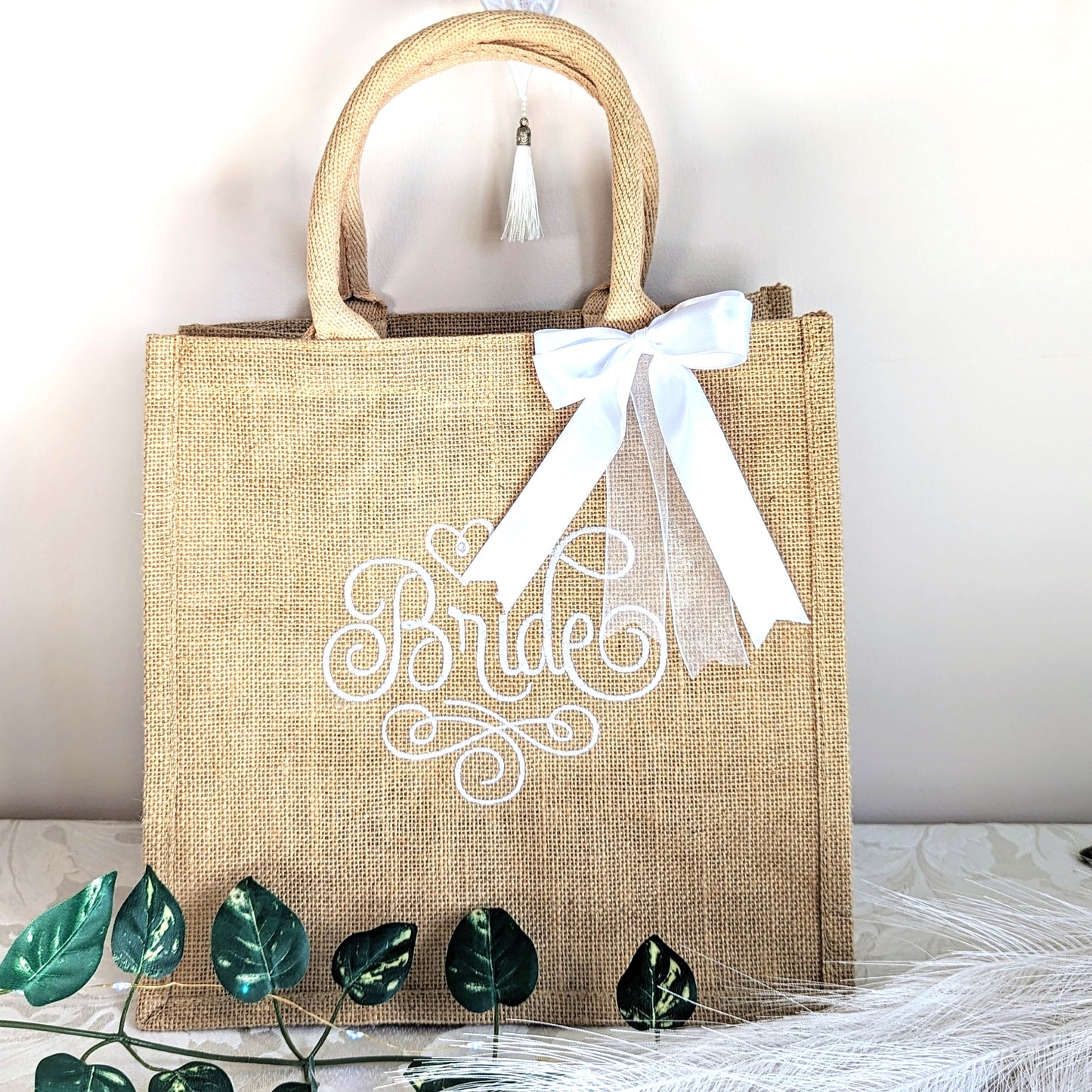 personalised jute wedding bag 