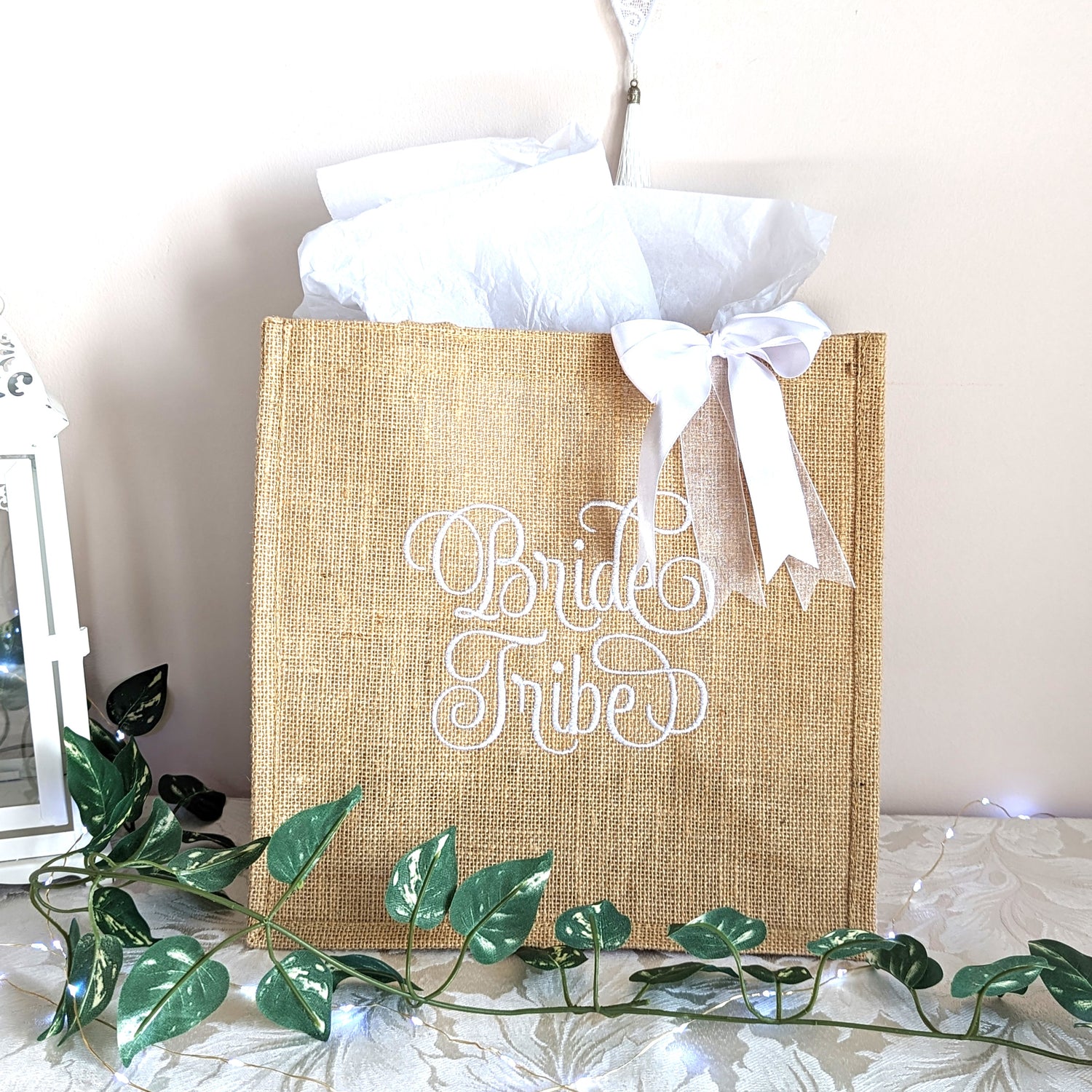 personalised jute wedding bag 