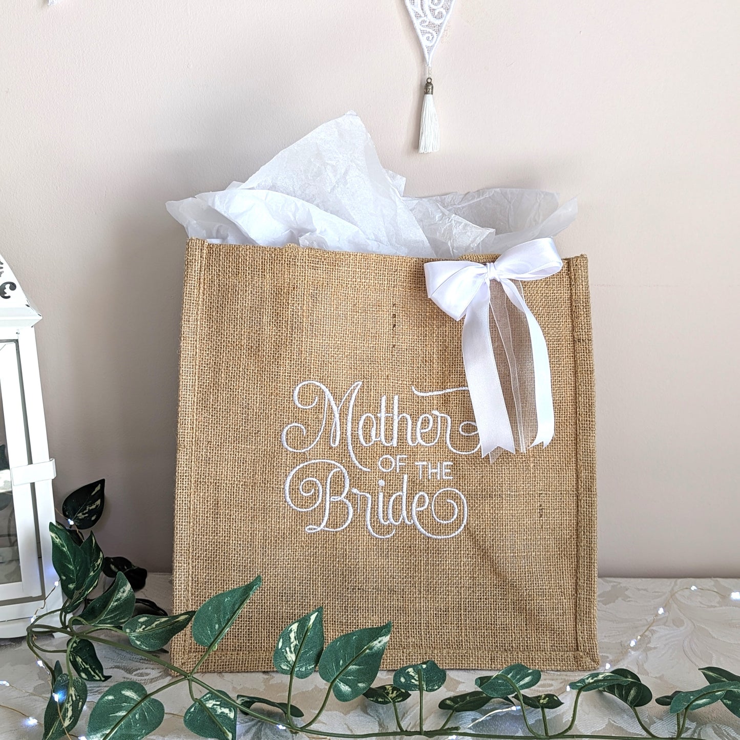 personalised jute wedding bag 