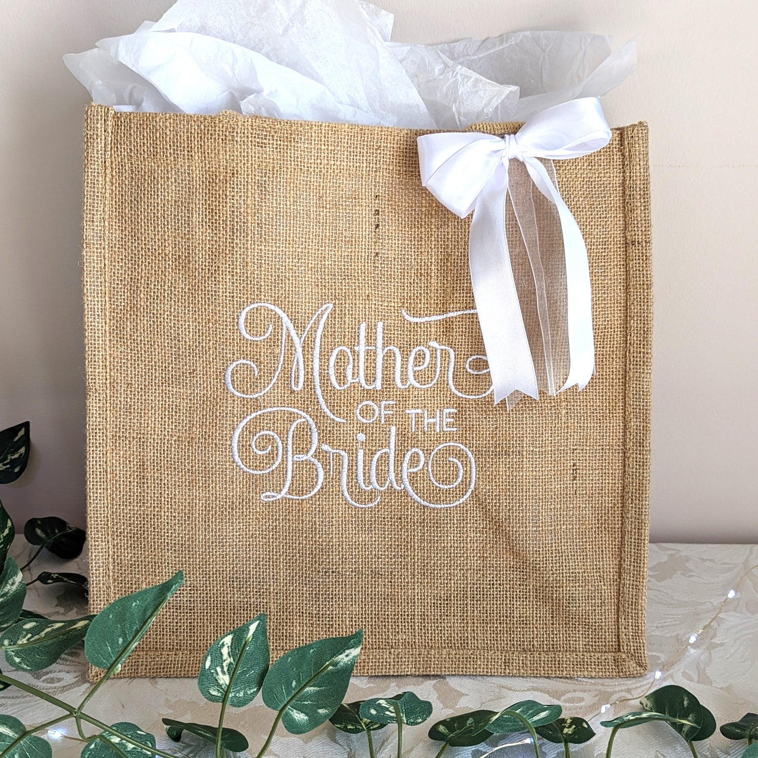 personalised jute wedding bag 