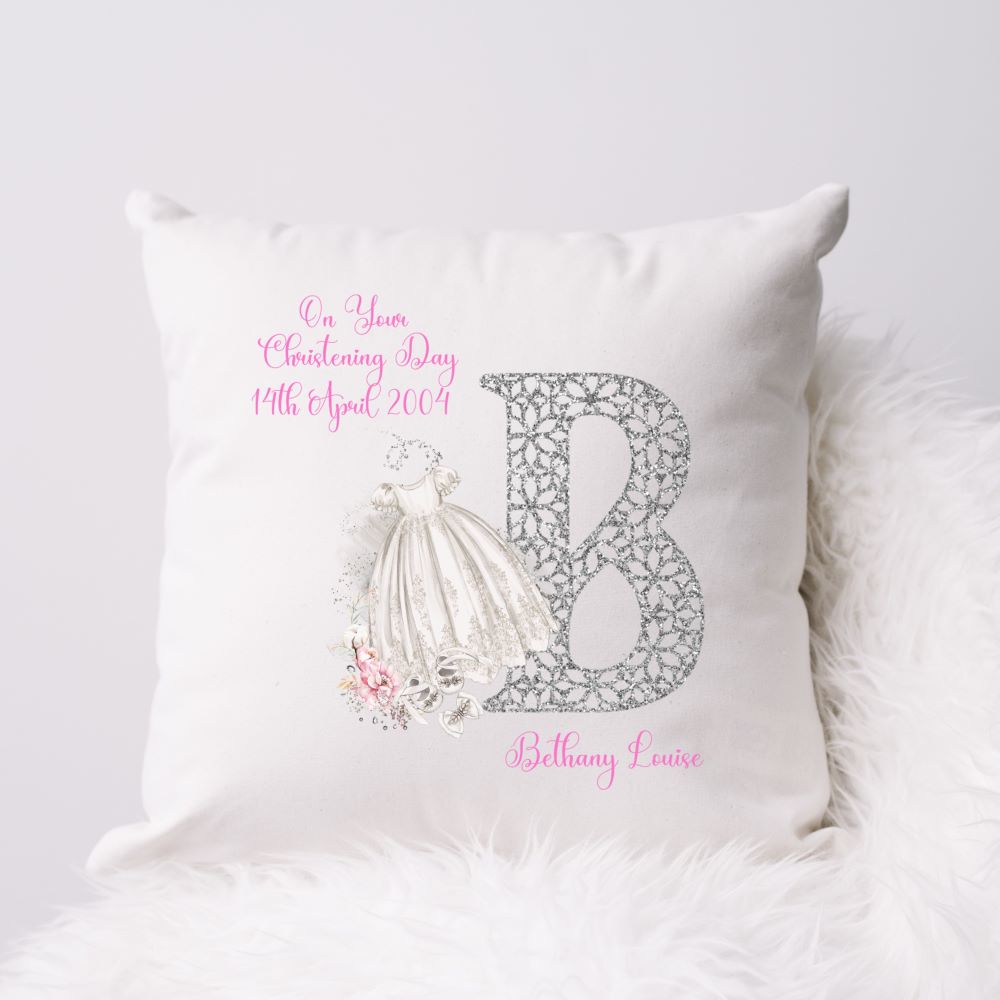 Personalised Christening Gift Cushion For A Girl | Christening Present Girl