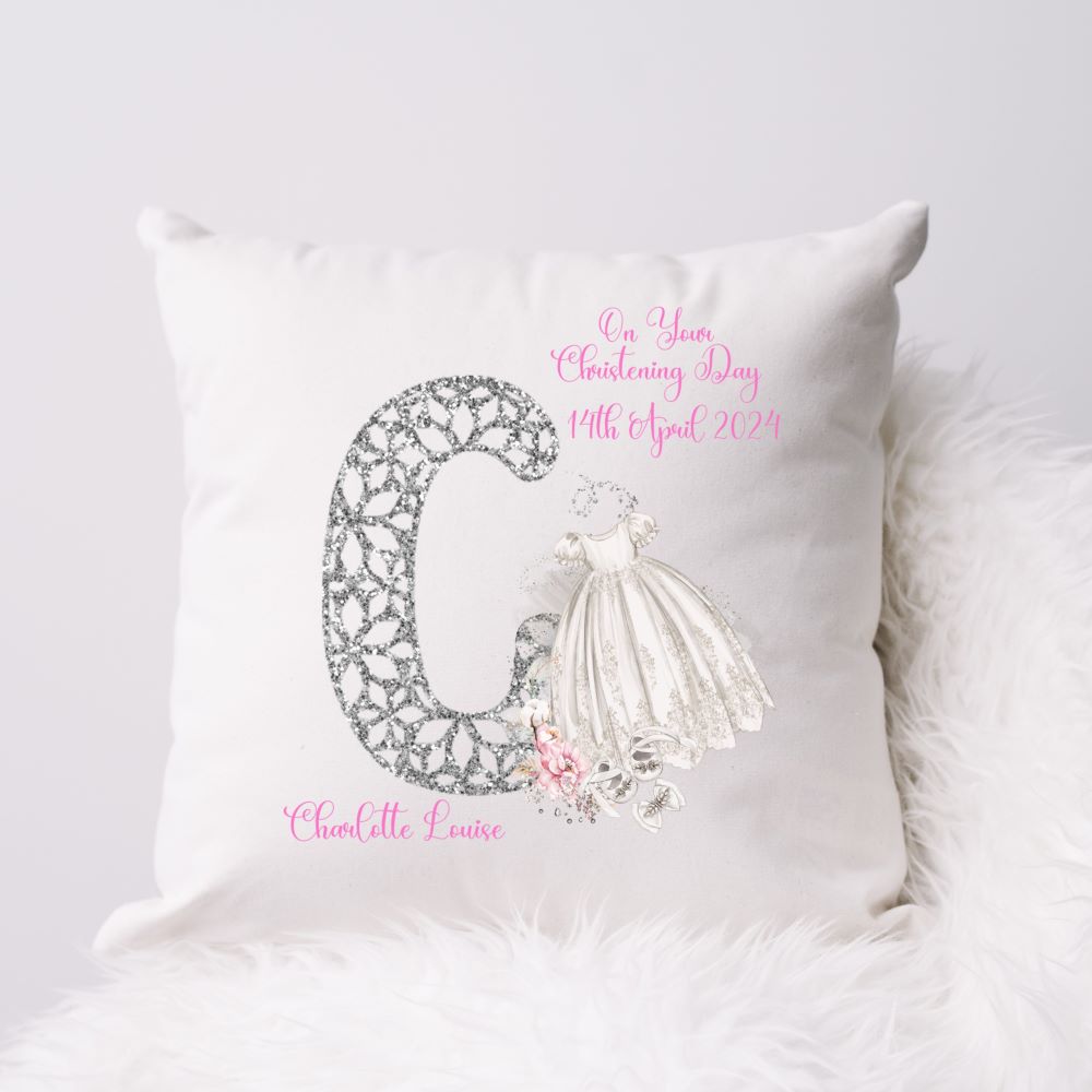 Personalised Christening Gift Cushion For A Girl | Christening Present Girl