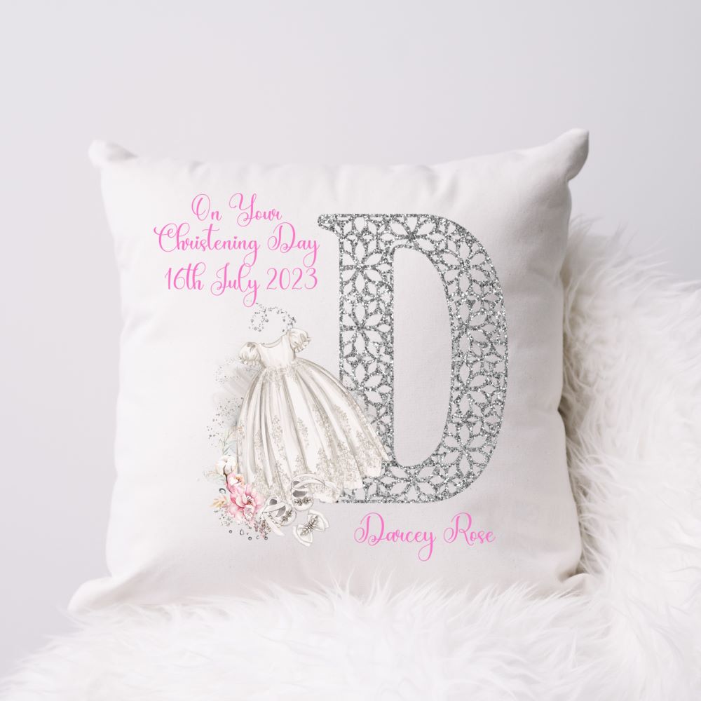 Personalised Christening Gift Cushion For A Girl | Christening Present Girl