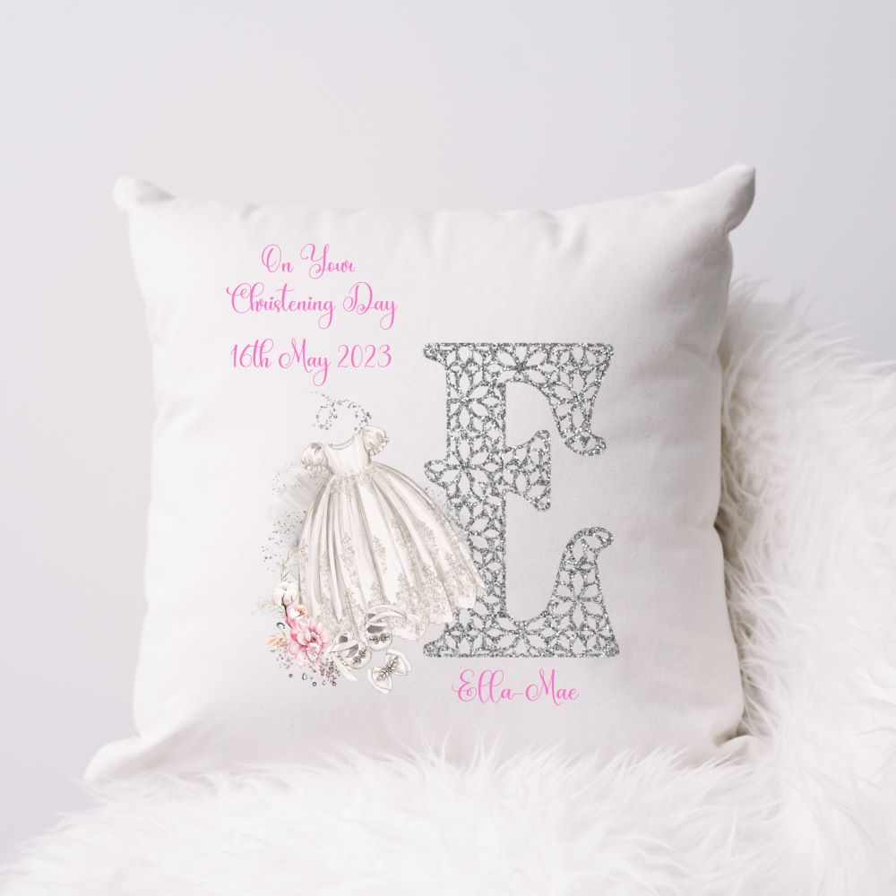 Personalised Christening Gift Cushion For A Girl | Christening Present Girl