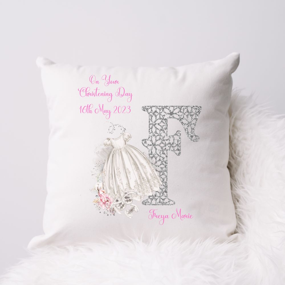 Personalised Christening Gift Cushion For A Girl | Christening Present Girl