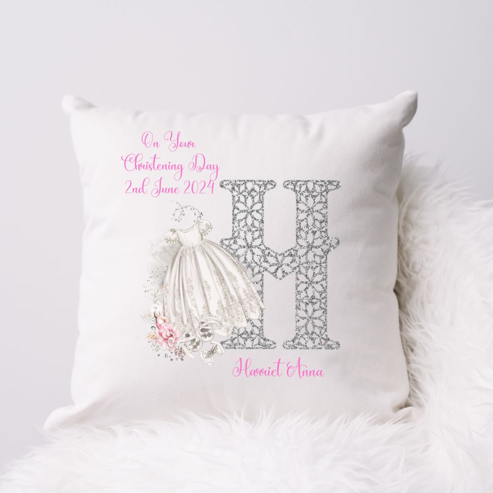 Personalised Christening Gift Cushion For A Girl | Christening Present Girl