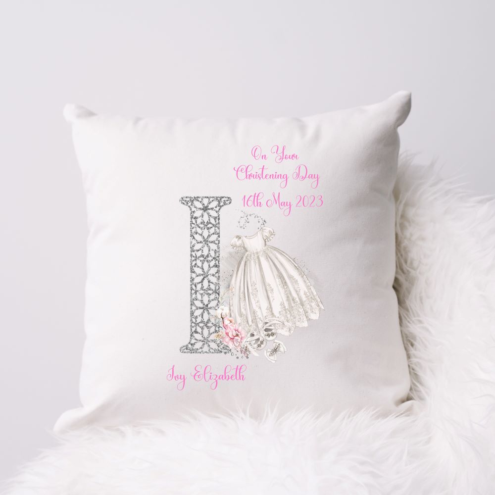 Personalised Christening Gift Cushion For A Girl | Christening Present Girl