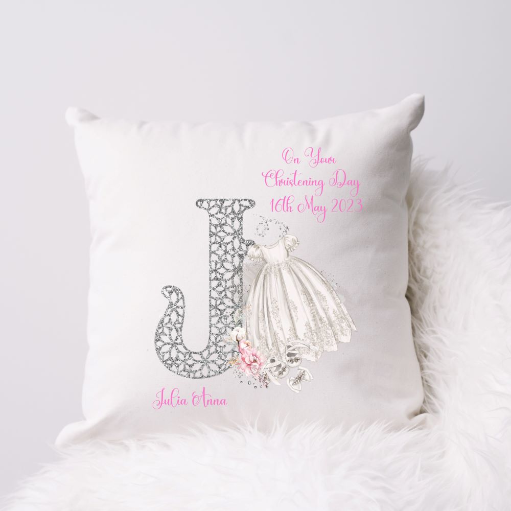 Personalised Christening Gift Cushion For A Girl | Christening Present Girl