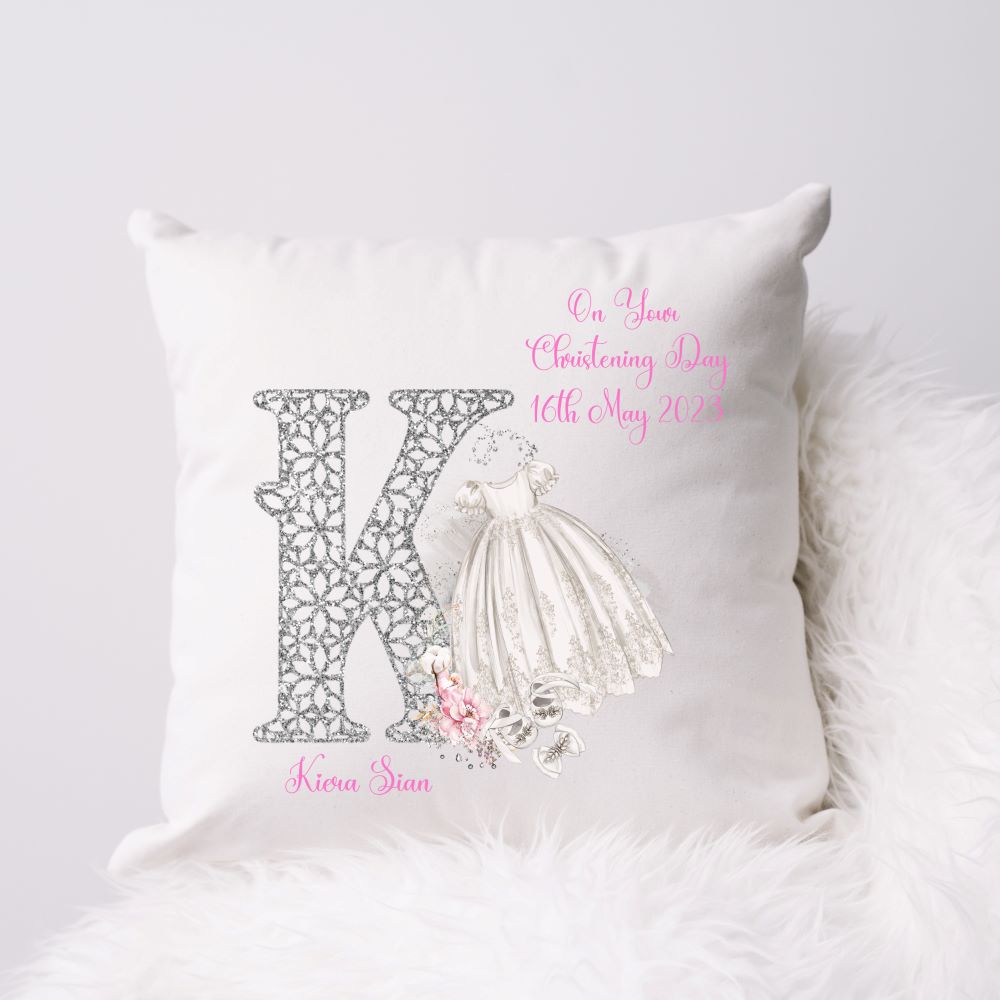 Personalised Christening Gift Cushion For A Girl | Christening Present Girl