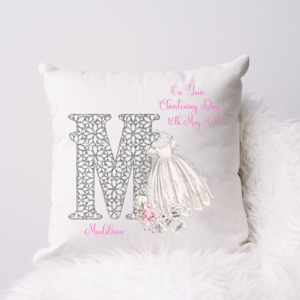 Personalised Christening Gift Cushion For A Girl | Christening Present Girl