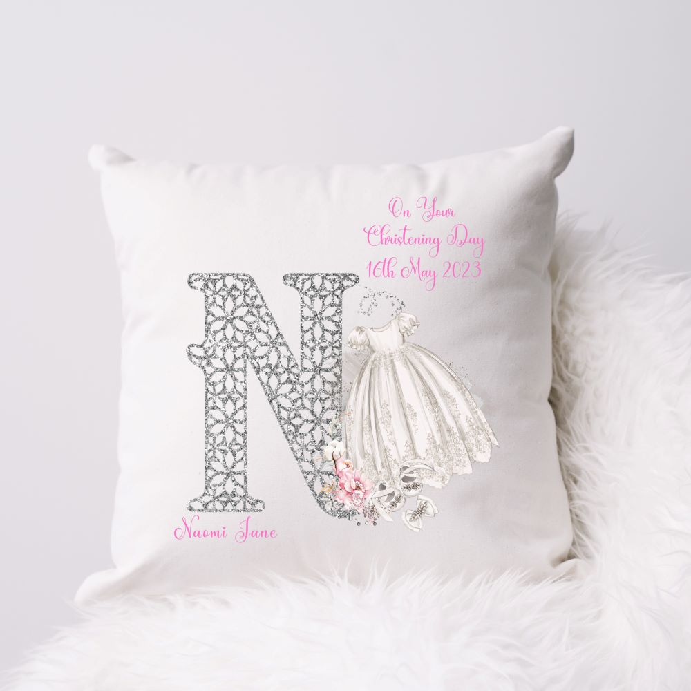 Personalised Christening Gift Cushion For A Girl | Christening Present Girl