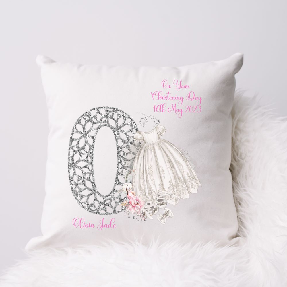 Personalised Christening Gift Cushion For A Girl | Christening Present Girl