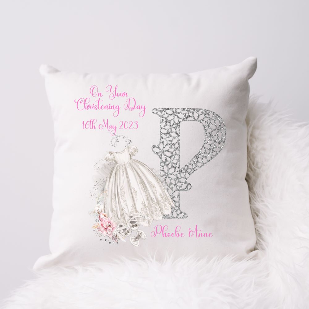 Personalised Christening Gift Cushion For A Girl | Christening Present Girl