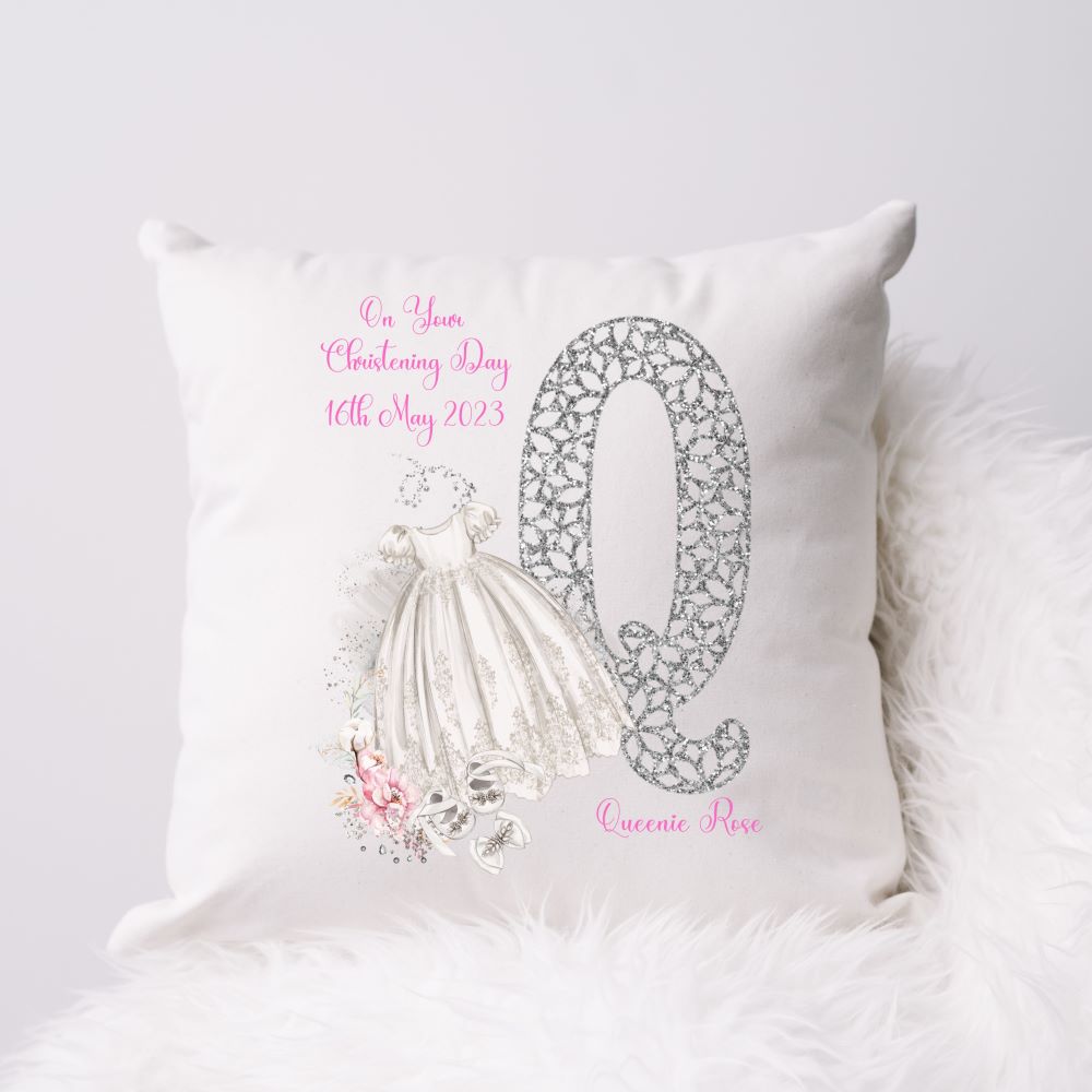 Personalised Christening Gift Cushion For A Girl | Christening Present Girl