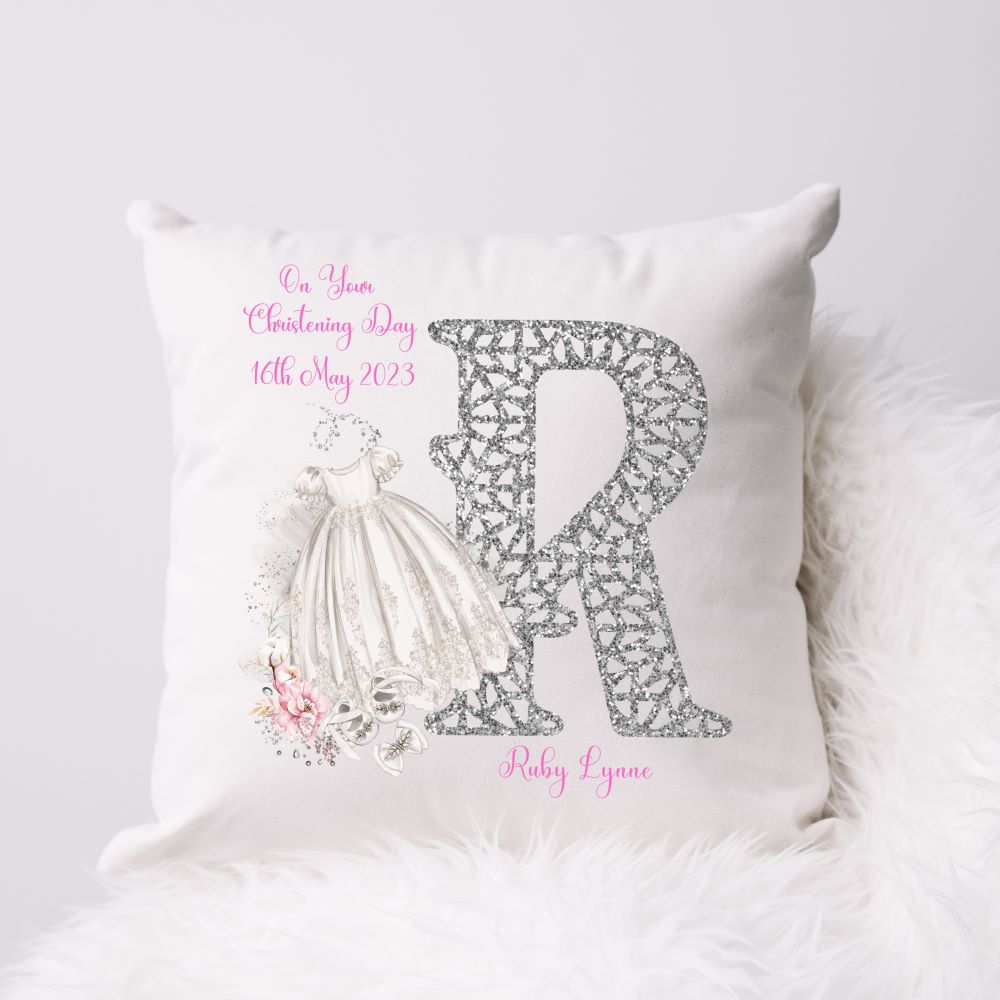 Personalised Christening Gift Cushion For A Girl | Christening Present Girl