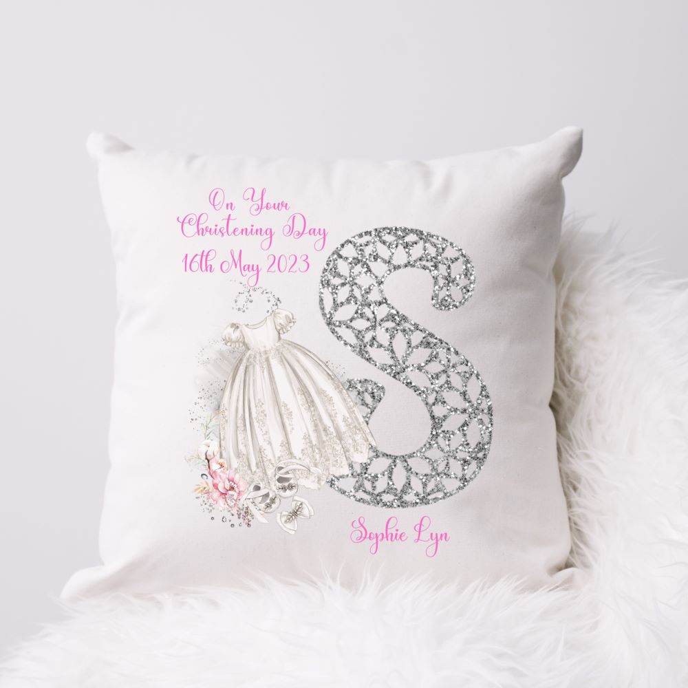 Personalised Christening Gift Cushion For A Girl | Christening Present Girl