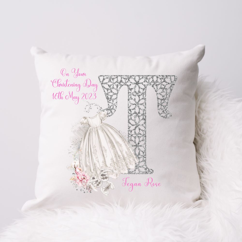 Personalised Christening Gift Cushion For A Girl | Christening Present Girl