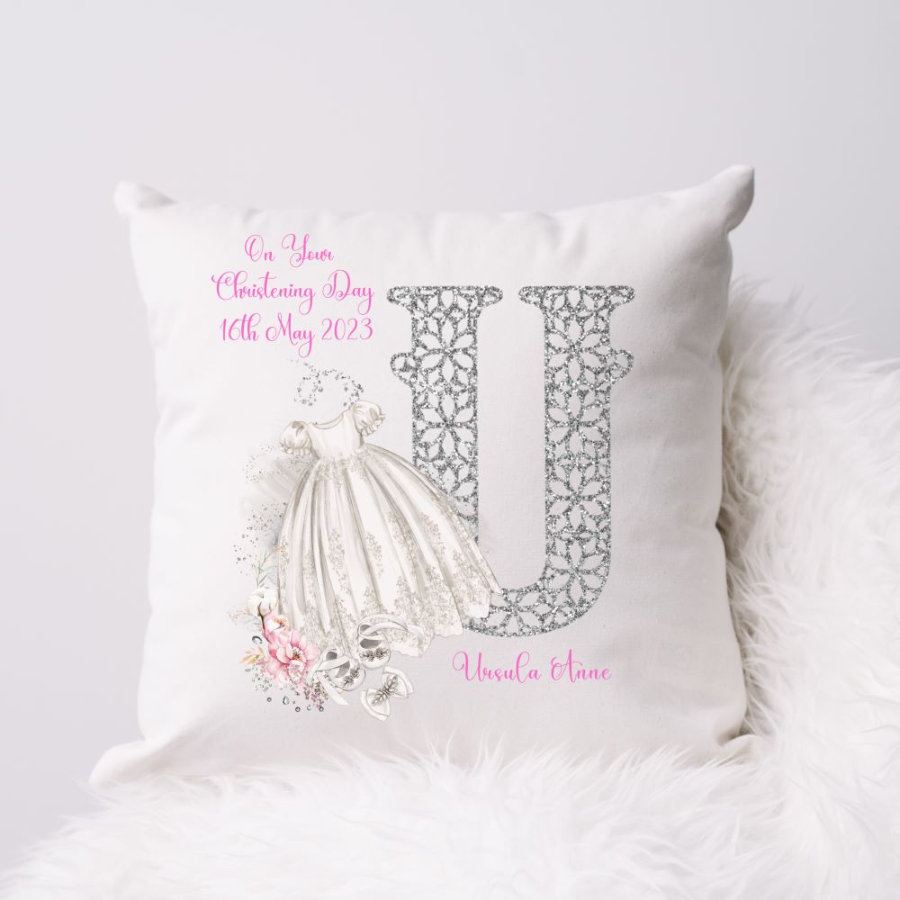 Personalised Christening Gift Cushion For A Girl | Christening Present Girl