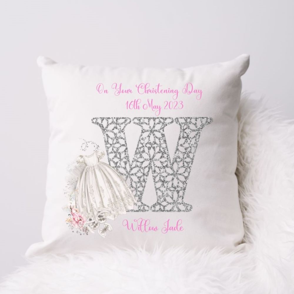 Personalised Christening Gift Cushion For A Girl | Christening Present Girl