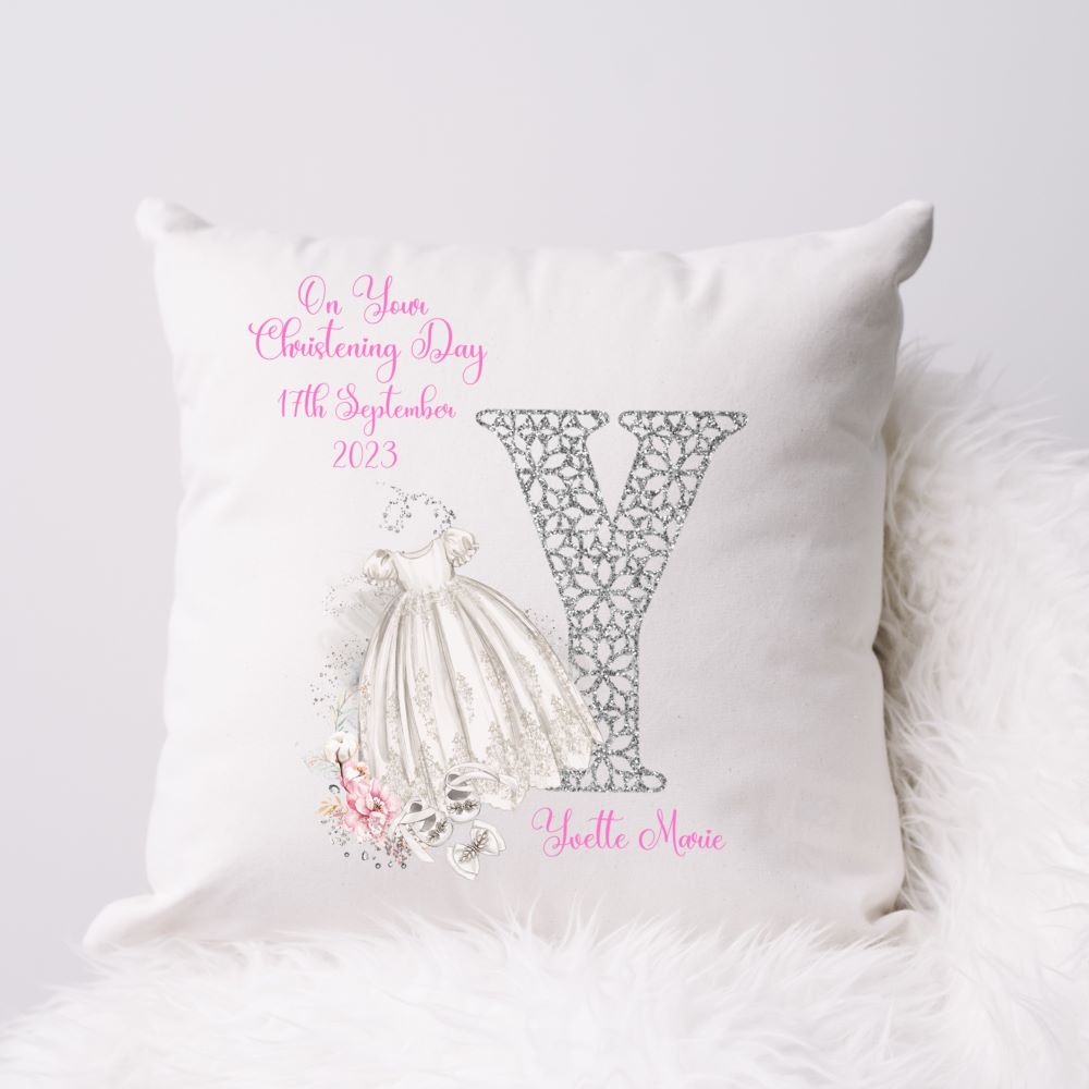 Personalised Christening Gift Cushion For A Girl | Christening Present Girl