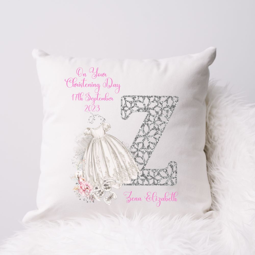 Personalised Christening Gift Cushion For A Girl | Christening Present Girl