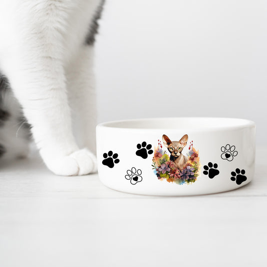 Cinnamon Sphynx Cat - Food Bowl | Ceramic Pet Water Bowl