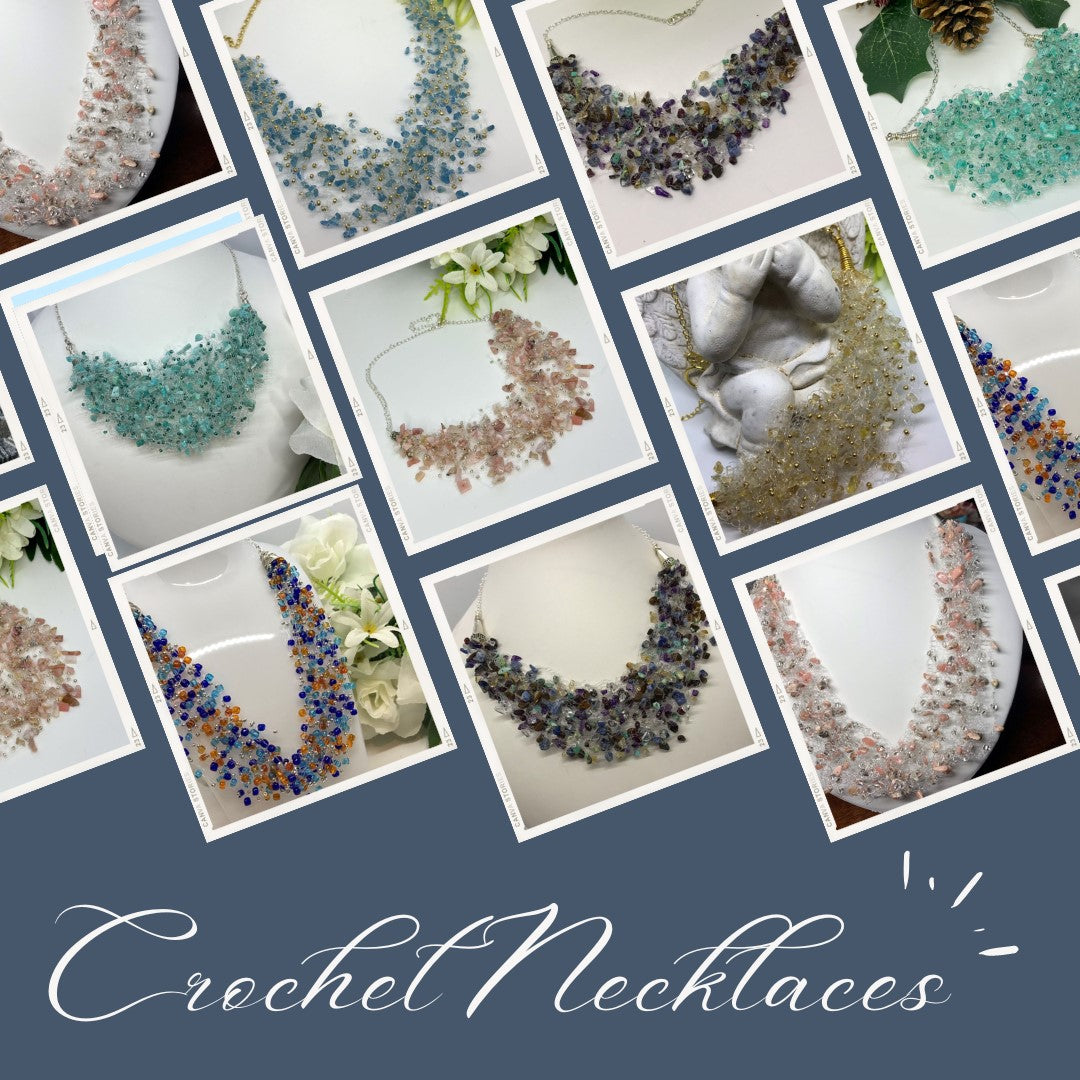 crochet gemstone necklace