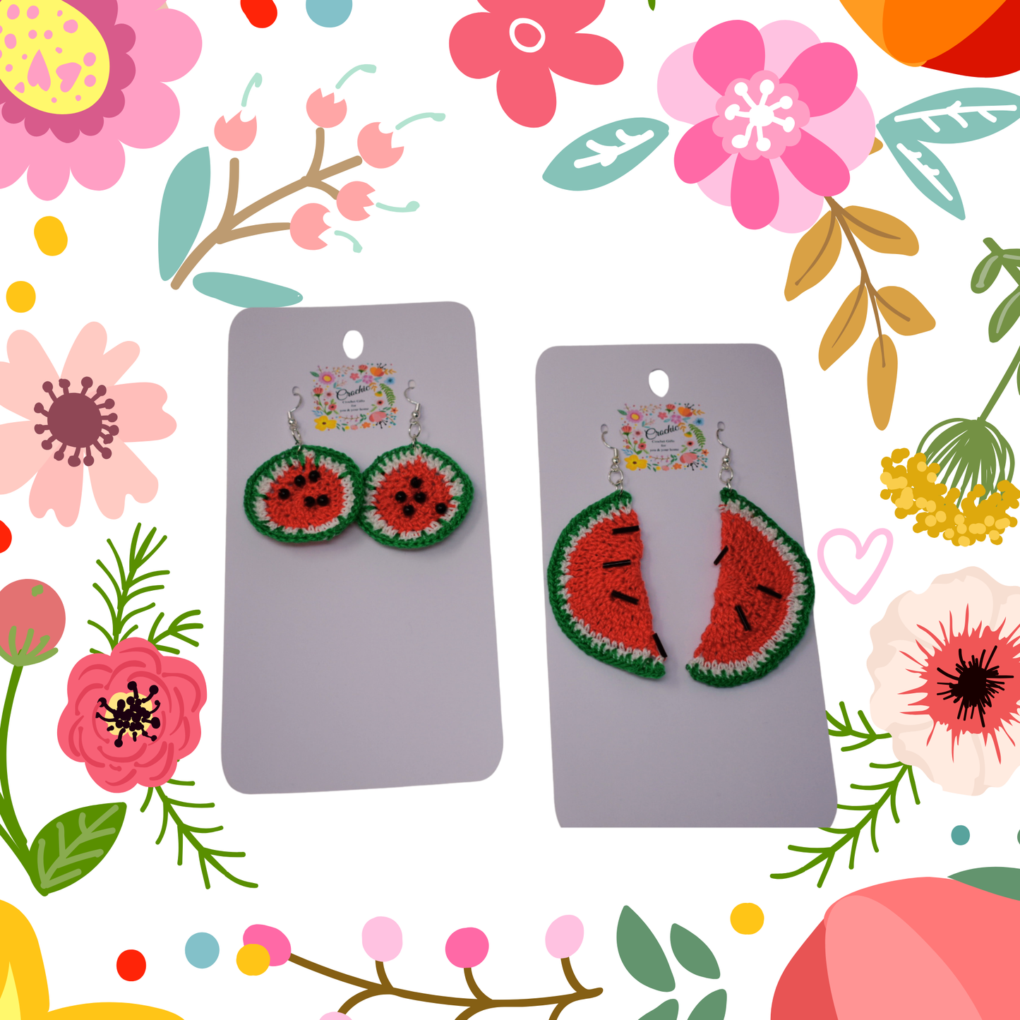 crochet fruit slice earrings