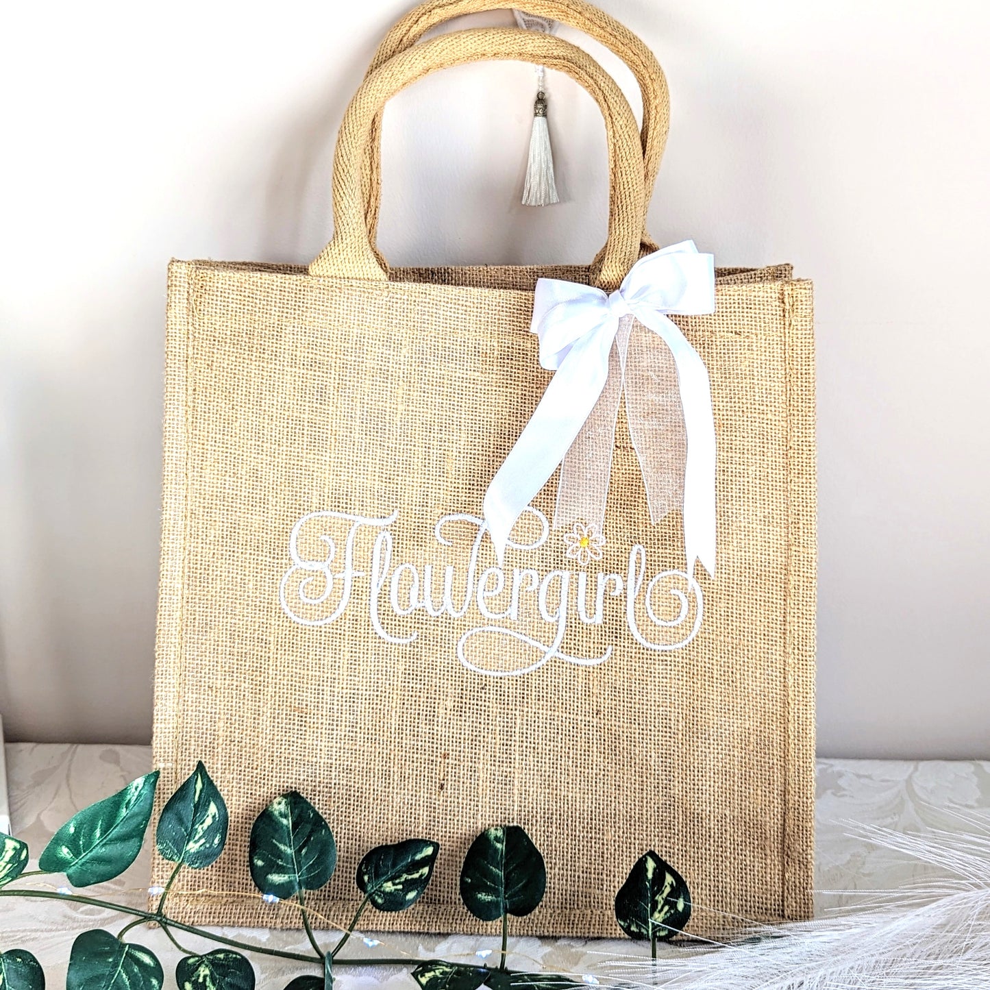 personalised jute wedding bag 