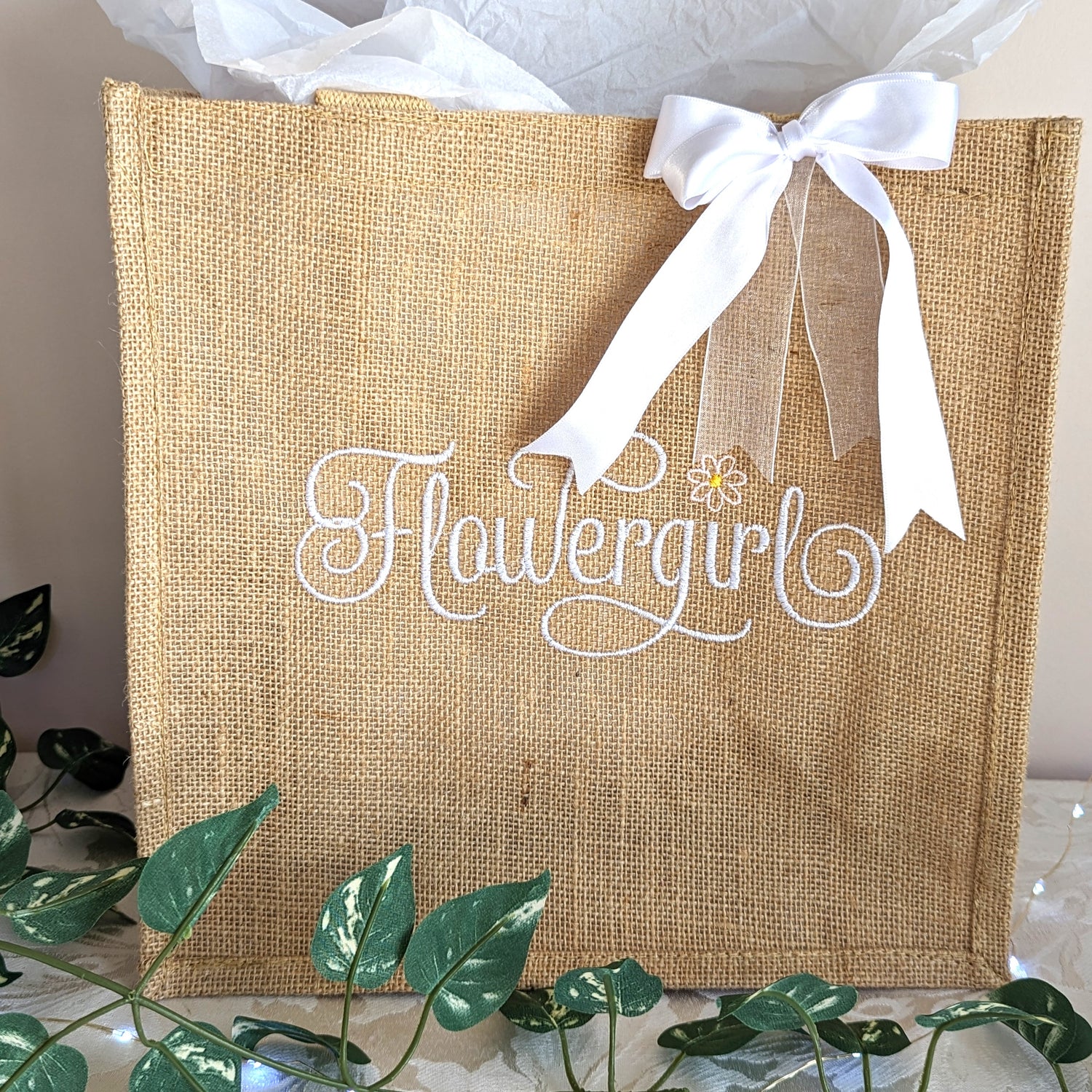 personalised jute wedding bag 