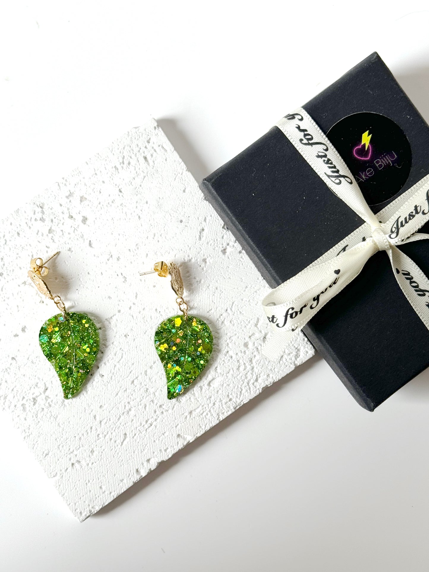 leaf resin earrings