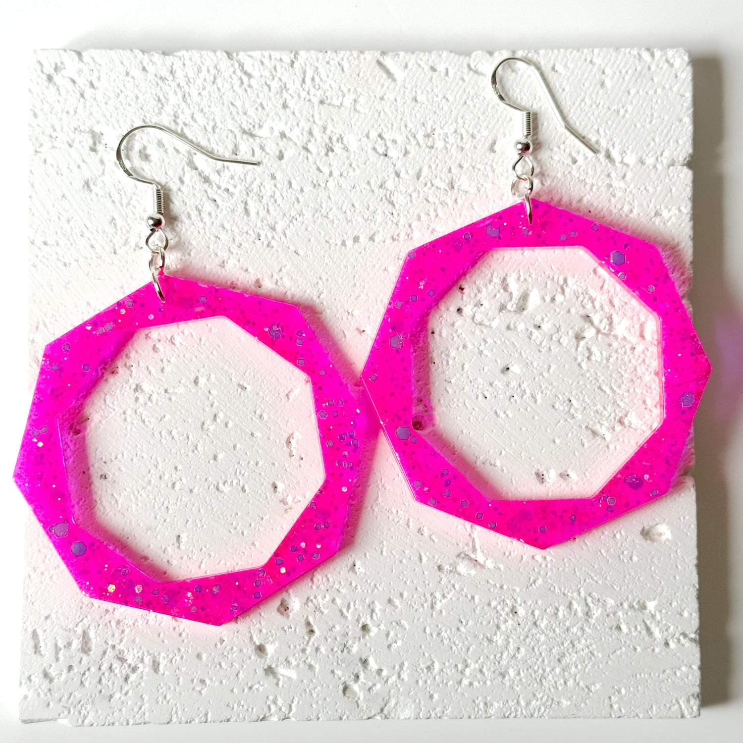 hexagon resin earrings