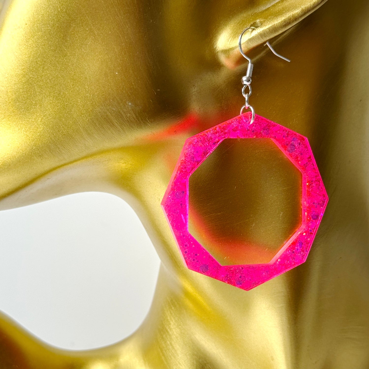 hexagon resin earrings