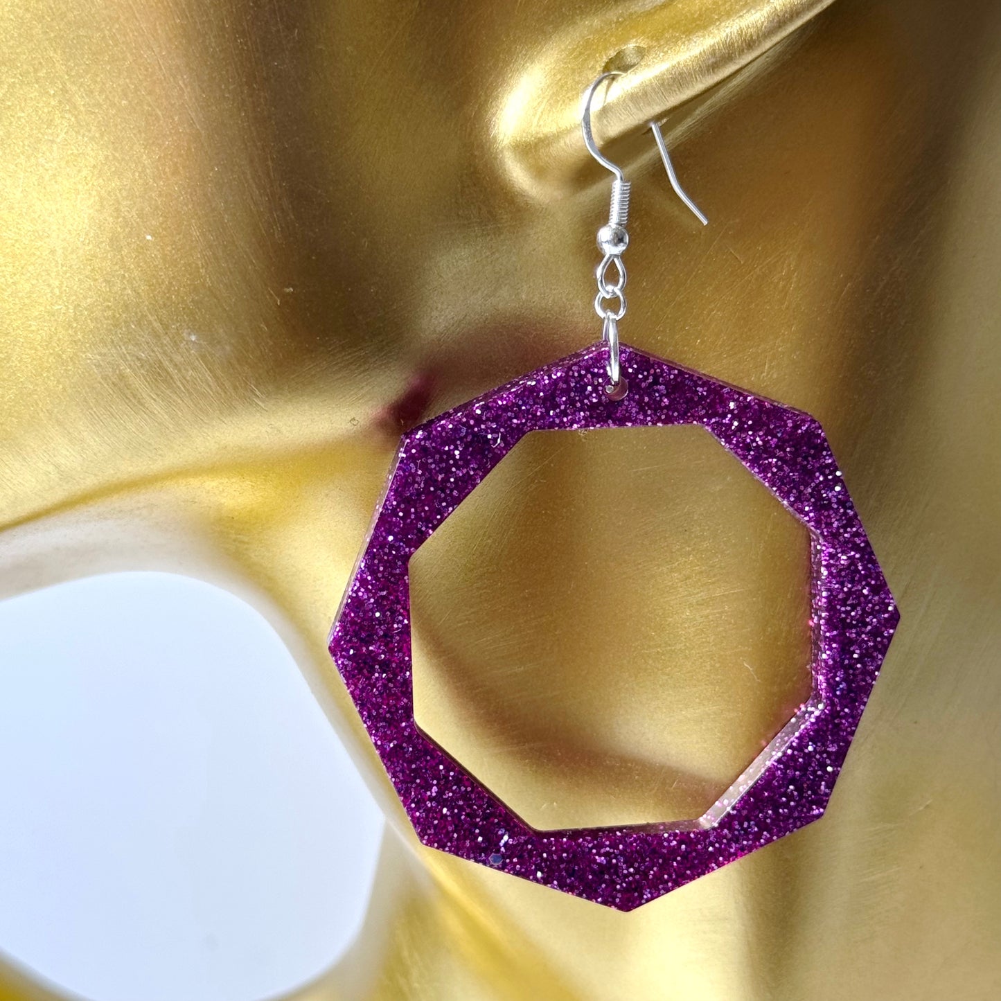 hexagon resin earrings